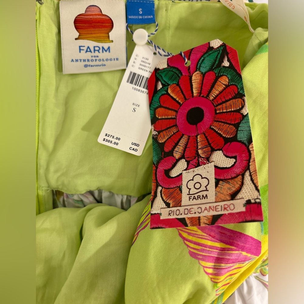 FARM Rio X One-Shoulder Tiered Midi Dress - Hummingbird Size Small NWT - Picture 7 of 7